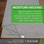 Gaiam Yoga-Handtuch – Mattengröße rutschfest feuchtigkeitsableitend schweißabsorbierend Mikrofaser Hot-Yoga-Handtuch für Damen und Herren | Stay-Put-Ecktaschen 177,8 cm lang x 66 cm breit grau