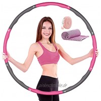 KinCam Hula Hoop Reifen für Erwachsene und Kinder 6-8 Segmenten Abnehmbarer Fitnessreifen Hula Kreis Reifen Hoop für Taille Hüfte und Gewichtsverlust mit Kühlhandtuch und Mini Bandmaß