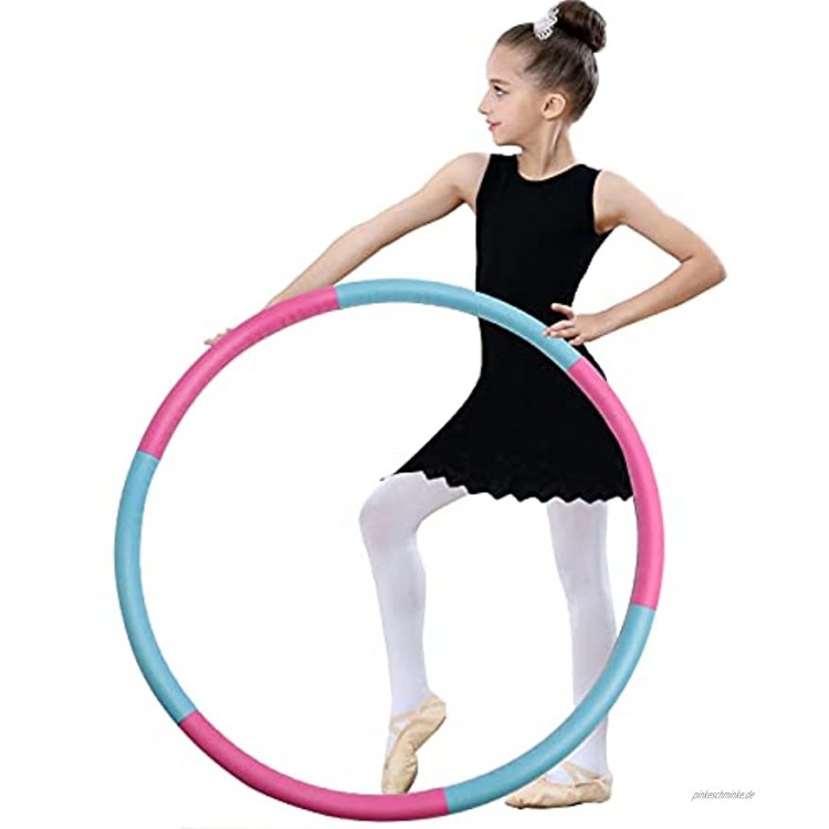 SwirlColor Fitnessreifen Hula Reifen Kinder Abnehmbarer Schwamm Kunststoff Hula für Innen Draussen Schule Tanzübung Montieren Sie 5-6 Abschnitt