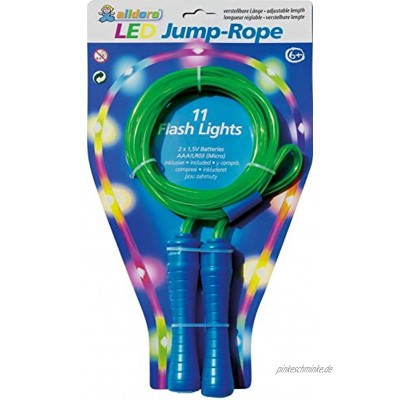 alldoro 63021 Springseil Hüpfseil mit 11 LEDs Kinderspringseil mit Licht Sportspielzeug für Garten Fitness Bewegung und Outdoor für Kinder ab 6 Jahre & Erwachsene grün
