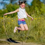 IEMY Springseil Kinder Verstellbare Holzgriff Einstellbar Baumwolle Seilspringen Kids für Jungen und Mädchen Sport Training Fitness Spiel Rope Skipping Seil