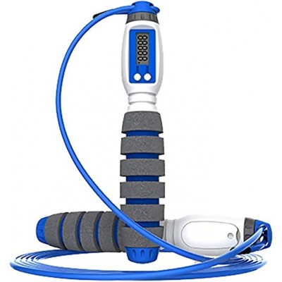 Springseil mit Digital Zähler Springseil mit 4 Zählmodi Anzahl der Sprünge Kalorienverbrauch Meilen und Km Speed Rope mit Komfortablen und Anti-Rutsch Griffen für Training Fitness Blau