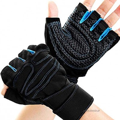 Lazzon Sporthandschuhe mit Handgelenkschutz Fitness Handschuhe rutschfest Atmungsaktiv für Krafttraining Crossfit Trainingshandschuhe Damen Herren