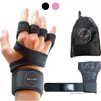 NoLimit®️ Fitness Handschuhe für Damen und Herren Pink Schwarz mit Handgelenkbandage | Geeignet für Crossfit Trainings und Sporthandschuhe