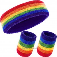 3 Stück Schweißbänder Set inkl. Sport Stirnband und Handgelenk Schweißbänder Baumwolle Gestreiften Schweißband für Athletische Männer und Damen