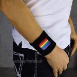 EXPRESS-STICKEREI Regenbogen Armband Sport Schweissband LGBTQ Bunte Regenbogenflagge Gay Pride Lesbische Friedensfahne auf Schweißband gestickt Love is Love Wristband Pulswärmer