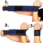 C.P. Sports Handgelenk Bandagen + Zughilfen 2Paar 4Stück Premium Fitness Set für Kraftsport Bodybuilding und Krafttraining für Frauen und Männer 2 Jahre Gewährleistung Wrist Wraps + Straps
