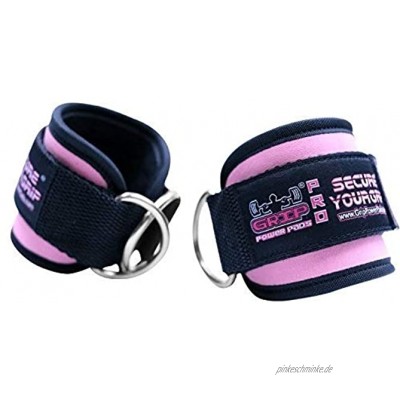 Grip Power Pads Best Ankle Straps for Cable Machines Double D-Ring Adjustable Neoprene Premium Cuffs to Enhance Legs