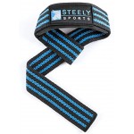 Steely-Sports Zughilfen Power Lifting Straps – Farbe: schwarz blau – gepolsterte Zughilfe Bodybuilding