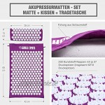 GORILLA SPORTS® Akupressur-Set in 7 Farben – Akupressur-Matte 68 x 42 cm mit Kissen und Tasche zur Selbstmassage und Entspannung