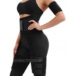 Siliteelon Elastische Oberschenkel-Trimmer Arm-Schweißbänder für Frauen Po-Lifter Taillentrainer 4-in-1 schwarz 4XL 5XL