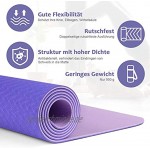 Glymnis Yogamatte Gymnastikmatte aus TPE rutschfest Übungsmatte Fitnessmatte für Yoga Pilates Fitness mit Tragegurt und Reinigungstuch 183 cm x 61 cm x 0,6 cm