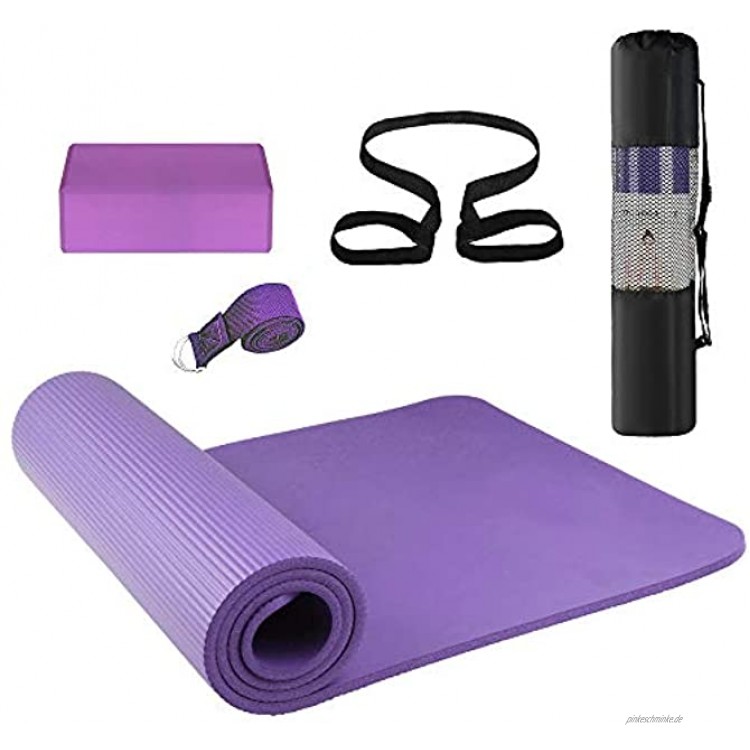 Lixada Yogamatte rutschfest+Yoga Block +Stretching Strap Yoga 3er-Set für Fitness Pilates Yoga Anfänger Übungsset mit Matte Aufbewahrungstasche und Gurt