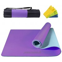 NAFFIC Gymnastikmatte Yogamatte rutschfest TPE,3*Widerstandsband Tragetasche Yoga Pilates Fitness Workout 183 x 61 x 0.6cm