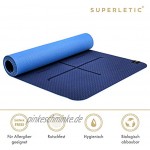 SUPERLETIC Yoga-Matte Professional aus TPE rutschfest Anti-allergisch schadstofffrei 100% biologisch abbaubar 183 x 61 cm 5 mm stark mit Trage-Gurt