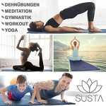 SUSTA – Premium Yogamatte rutschfest – Inkl. Tragegurt&Tragetasche schadstofffrei&nachhaltig aus TPE wasserabweisend Fitnessmatte für Training,Pilates&Yoga[183x61x0,6cm]