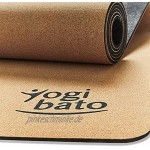 Yogibato Yogamatte Kork & Naturkautschuk – rutschfest schadstofffrei – Matte für Gymnastik Joga Pilates – Kautschuk Korkmatte mit Tragegurt – Hot Yoga Mat Cork [183 x 61 x 0,4 cm]