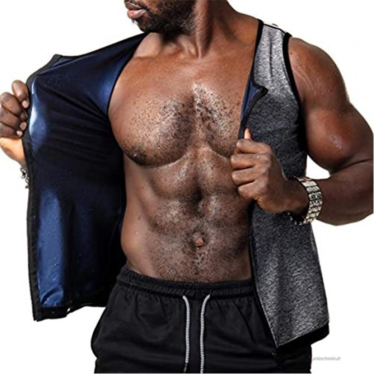 Herren Sauna Schwitzweste Gewichtsverlust Polymer Taille Trainer Weste Body Shaper Reißverschluss Tank Top Workout Shirt