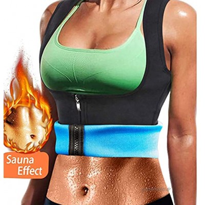 Yokald Damen Sauna Effekt Anzug Taille Trainer Weste Zipper Abnehmen Neopren Korsett Fitness Shapewear Kompression Top Körperformer für Workout Shirt