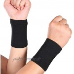 DAUERHAFT 3 Paar Sport Armband vierseitiges elastisches Webverfahren Schweißbänder für Fitness Sportschutz wärmt die Gelenke