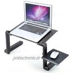 LCSA Faltbar Laptop Tisch Ständer Höhenverstellbar Kühlung Mousepad Schwarz 0-360