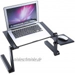 LCSA Faltbar Laptop Tisch Ständer Höhenverstellbar Kühlung Mousepad Schwarz 0-360