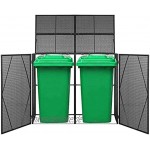 LCSA Mülltonnenbox für 2 Tonnen Schwarz Poly Rattan Mülltonnenverkleidung