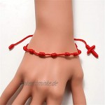 Sevenfly 10 Knoten Armbänder zum Schutz Verstellbare rote Schnur Seil Knöchel Armband für Freunde Paar rot