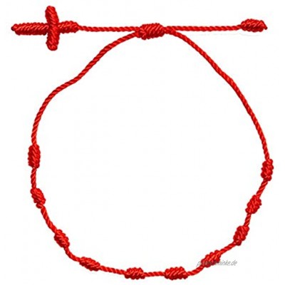 Sevenfly 10 Knoten Armbänder zum Schutz Verstellbare rote Schnur Seil Knöchel Armband für Freunde Paar rot