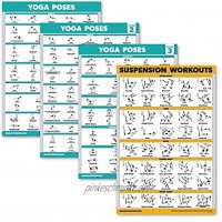 Palace Learning Yoga Posen Poster Volume 1 2 & 3 + Übungstabellen für Suspensions-Workout 4 Stück