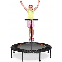 GOPLUS Faltbares Kindertrampolin Fitness Trampolin Jumping Trampolin mit Höhenverstellbarer Haltegriff φ120cm Sprungfläche bis 80 kg Belastbar für Kinder & Erwachsene