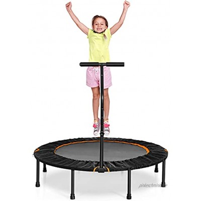 GOPLUS Faltbares Kindertrampolin Fitness Trampolin Jumping Trampolin mit Höhenverstellbarer Haltegriff φ120cm Sprungfläche bis 80 kg Belastbar für Kinder & Erwachsene