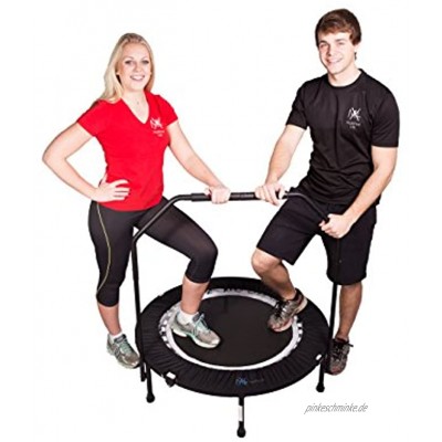 Maximus Bounce & Burn Faltbares Indoor Trampolin für Jumping Fitness I Mit Haltestange für Erwachsene | Inklusive mini-trampolin DVD Workouts
