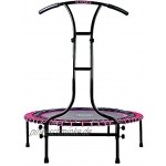 TE-Sports Indoor Outdoor Fitness Mini Trampolin 110 cm Ø 6 Standbeine Haltestange höhenverstellbar 120 kg belastbar pink