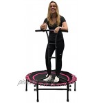 TE-Sports Indoor Outdoor Fitness Mini Trampolin 110 cm Ø 6 Standbeine Haltestange höhenverstellbar 120 kg belastbar pink