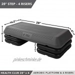Day 1 Fitness Aerobic Exercise Step Platform by 6 Options 28in Circuit Size Step or 42in Health Club Size with 2 or 4 RISERS or Additional RISERS Non-Slip and Shock Absorbing Surface