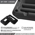 Day 1 Fitness Aerobic Exercise Step Platform by 6 Options 28in Circuit Size Step or 42in Health Club Size with 2 or 4 RISERS or Additional RISERS Non-Slip and Shock Absorbing Surface