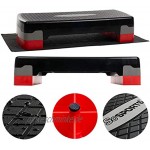 ScSPORTS Stepper Stepbench Aerobic-Fitness-Steppbrett schwarz grau rot 2-Fach höhenverstellbar 68 x 30 x 10 15 cm inkl. Unterlegmatte