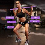 Luorizb Übung Resistance Band Pilates Bar Tragbare Pilates-Stock-Muskel-Toning Bar Home Gym Valenzschwingungsbande Trainer mit Fuß-Schleife for Total Body Workout lila Rosa