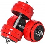 HOMCOM Hantelset 30KGS 2-IN-1 Hanteln&Langhanteln verstellbar Gewichtheben für Zuhause Fitness Muskel Stahl PP-Kunsstoff Eisen Sand Rot+Schwarz 21,5 x 21,5 x 3,8 cm