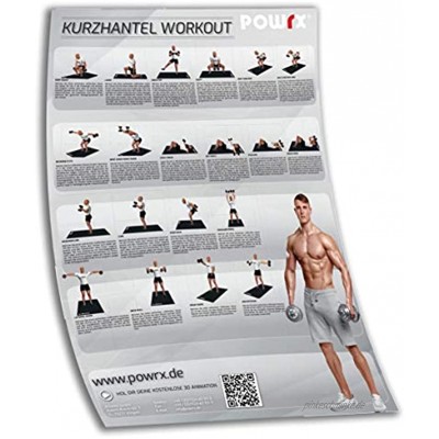 POWRX Trainingsposter Übungsposter Kurzhantel mit den besten 20 Hantel Übungen I DIN A1 Workout Poster versch. Farben