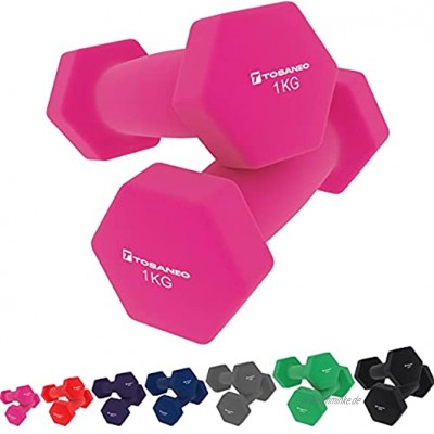 Tosaneo 2er Set Hanteln Neopren Kurzhanteln Gewichte für Gymnastik Aerobic Fitness Hantelset 2X 1,0kg bis 5,0kg Hantel