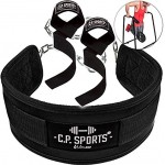 C.P.Sports Set Dip-Gürtel + Zughilfe schwarz Dipgürtel Dipping Belt Klimmzug Gürtel Lifting Straps für Bodybuilding Fitness & Kraftsport
