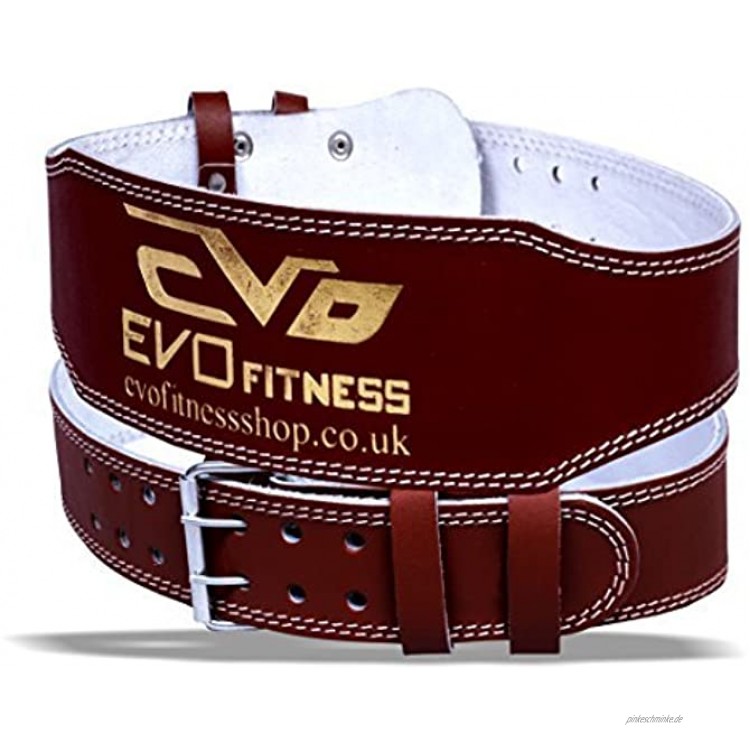 EVO Fitness Gewichtheber Gürtel 6 aus Reinem Leder Bodybuilding Rücken Unterstütung Bandage