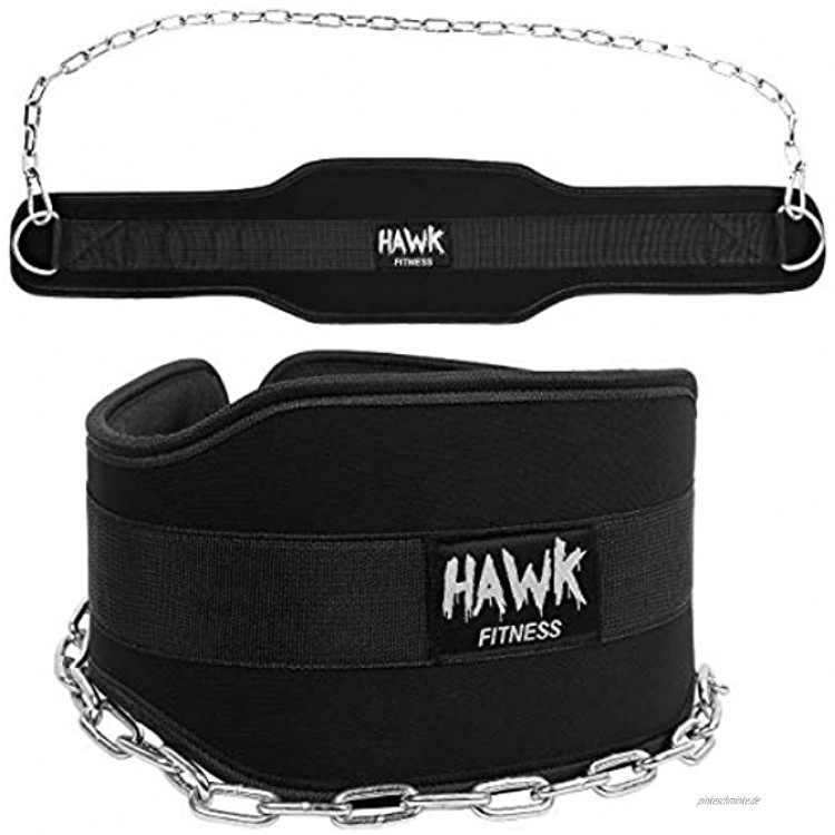 Hawk Fitness Gewichtheber-Dipping-Gürtel mit Ketten Dip Gürtel Pull Up Belt Training Bodybuilding Crossfit Schwarz