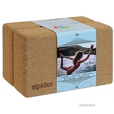 ALPIDEX Yogablock Kork 2er Set ökologisch und nachhaltig Naturkork aus Portugal Korkblock Yoga Pilates Fitness