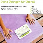 beneyu ® Yoga Poster für Yoga Block mit Yoga Asanas in Deutsch DIN A2 60x42cm Klimaneutrale Produktion auf A4 gefalzt gefalten DIN A2