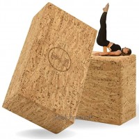 ELLEMA Yoga Block [100% Kork] Yogablock 2er Set für Anfänger und Fortgeschrittene + Online-Trainingsvideos und E-Book Yogaklotz für Pilates Rutschfester Fitness Yoga Klotz