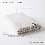 Halfmoon Yoga-Decke 100 % Baumwolle 152,4 x 203,2 cm groß handgewebt Decken und Überwürfe für Zuhause Yoga Camping Outdoor Reisen Premium-Meditationsraum-Dekor Carbon
