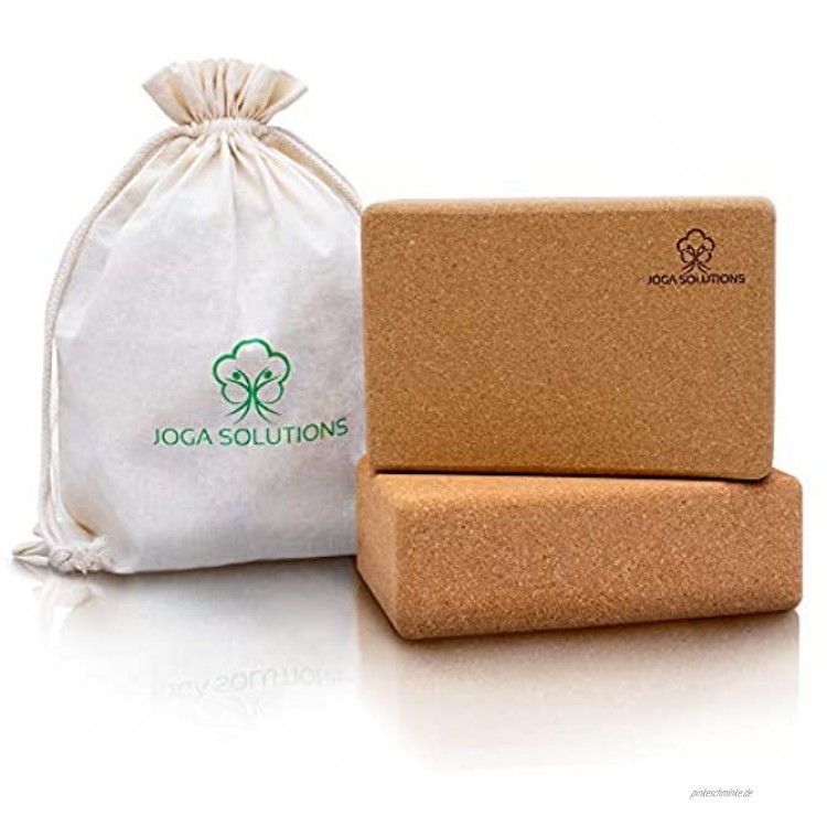 Joga Solutions®- Yoga Block mit ZertifizierungFSC Yogablock Kork+ gratis E-Book Beutel- Yoga Block 2er Set Rutschfester Naturkork für Yoga&Pilates